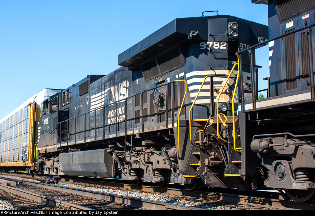 NS 9782 trails on a northbound manifest   